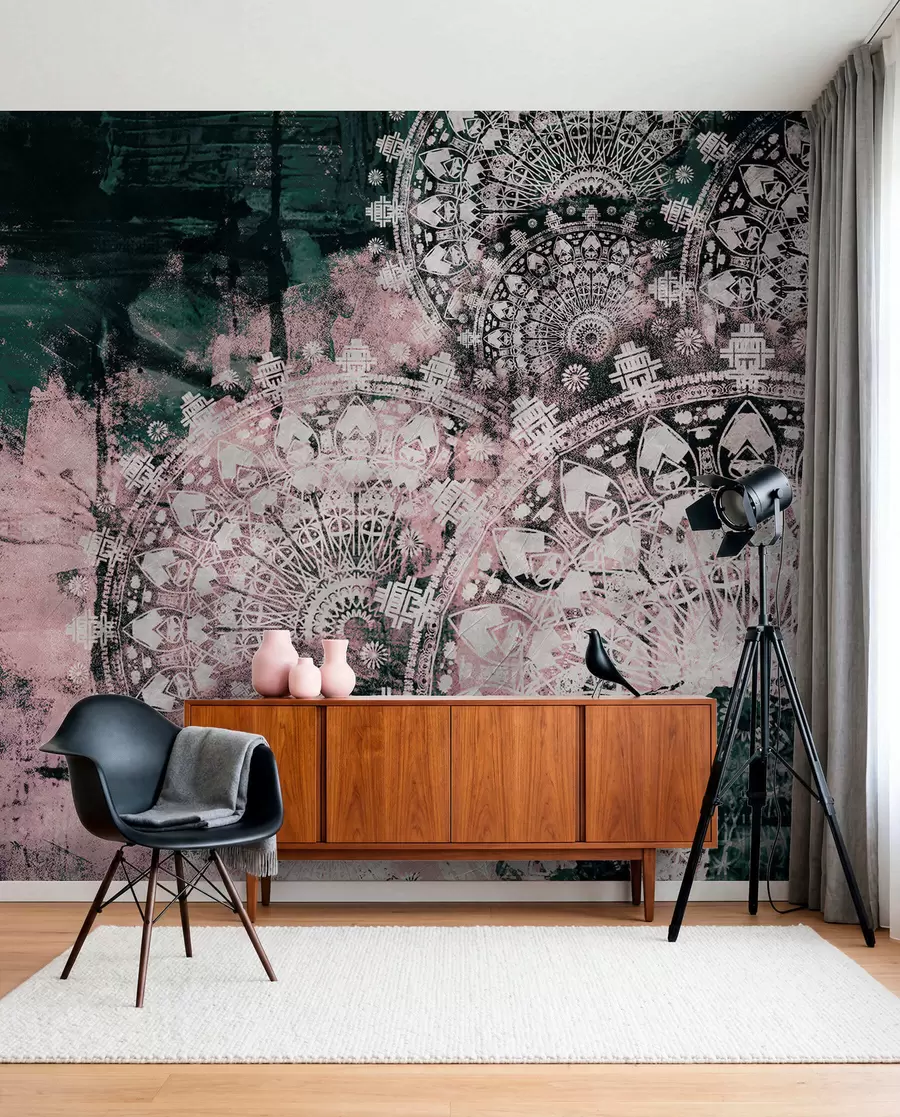 Valokuvatapetti Vintage mandala vaaleanpunaisissa väreissä u93958v2