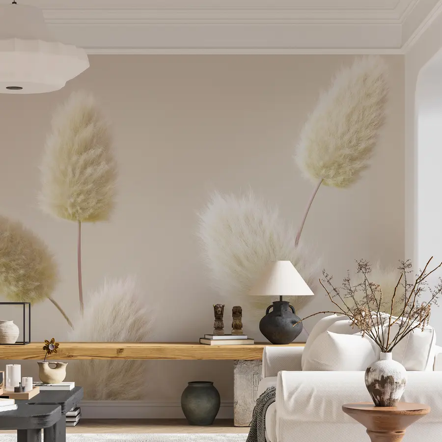 Valokuvatapetti Trendikäs beige kuivattuja kukkia boho-tyyliin u98432v1