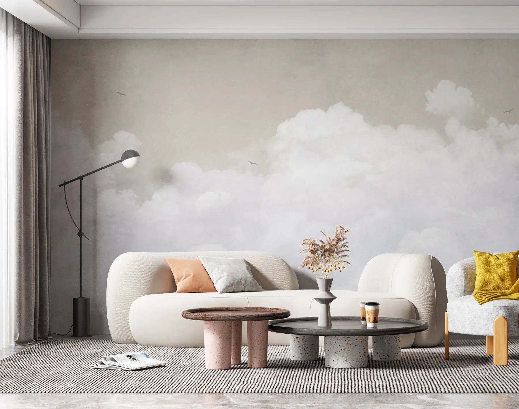 Valokuvatapetti Vintage pilvet beige taivas u96783