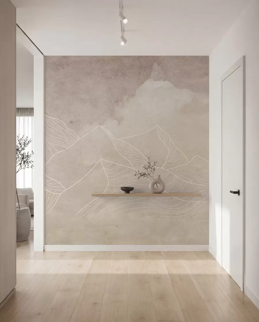 Valokuvatapetti Grunge tekstuuri abstrakteja vuoria, beige väri, luonto teema Art u98839