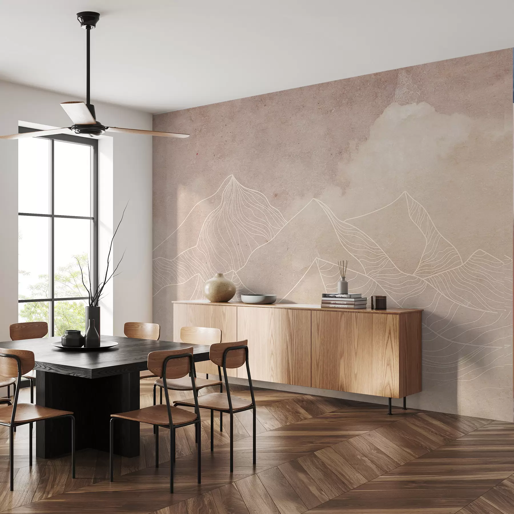 Valokuvatapetti Grunge tekstuuri abstrakteja vuoria, beige väri, luonto teema Art u98839