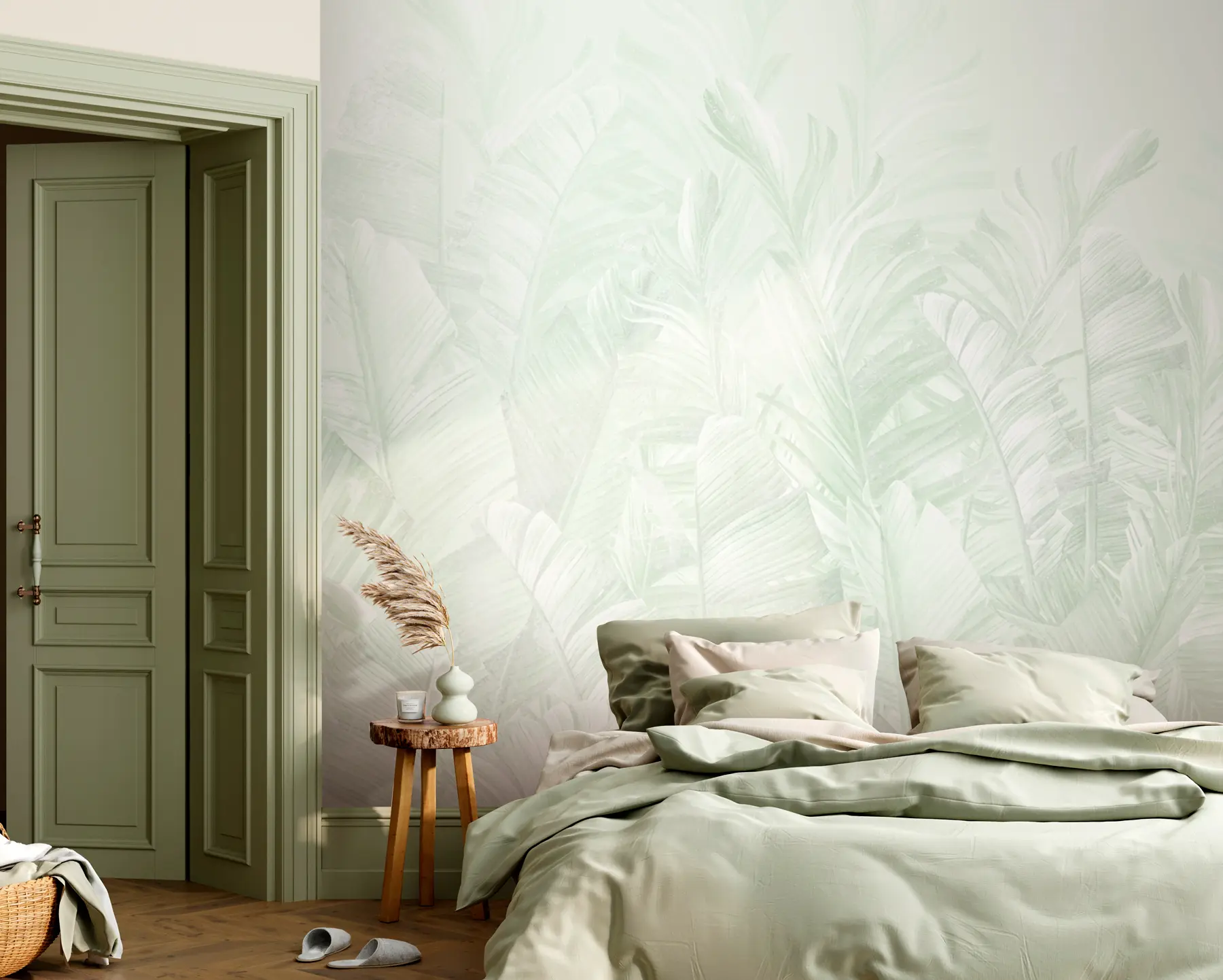 Valokuvatapetti Trendikkäät lehdet trooppisissa vihreissä u98951v4