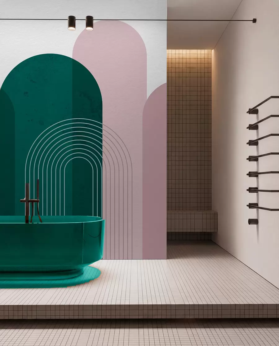 Valokuvatapetti Abstraktit siniset ja beiget kaaret u73098v3