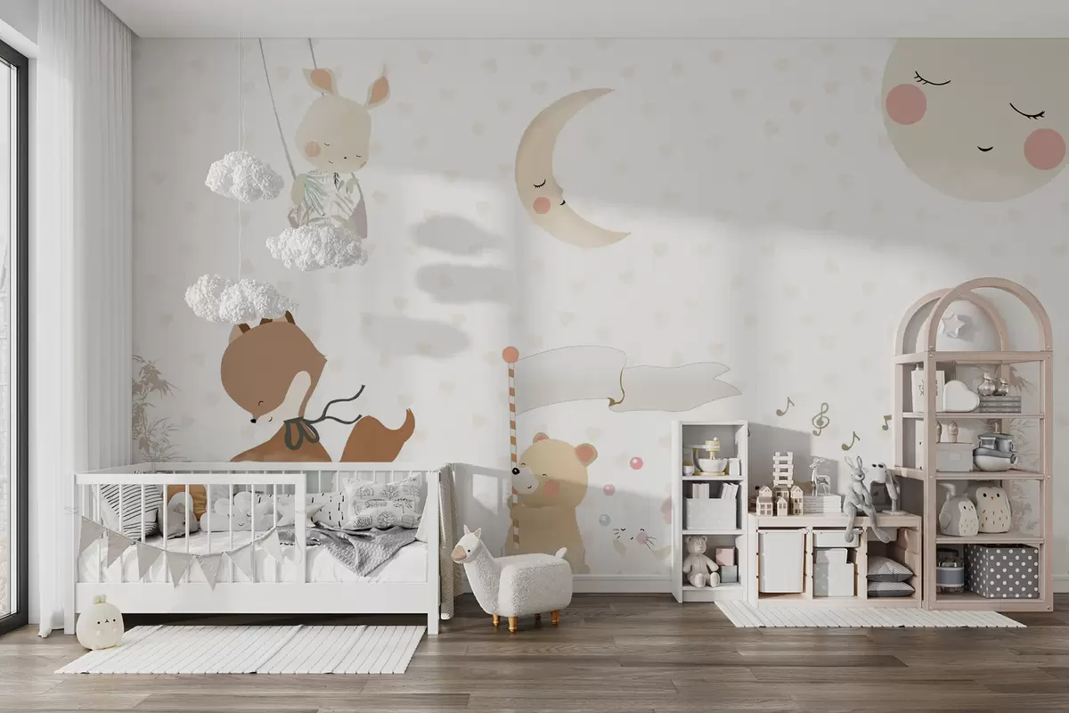 Valokuvatapetti Taustakuva suunnittelu söpöjä eläimiä u99000