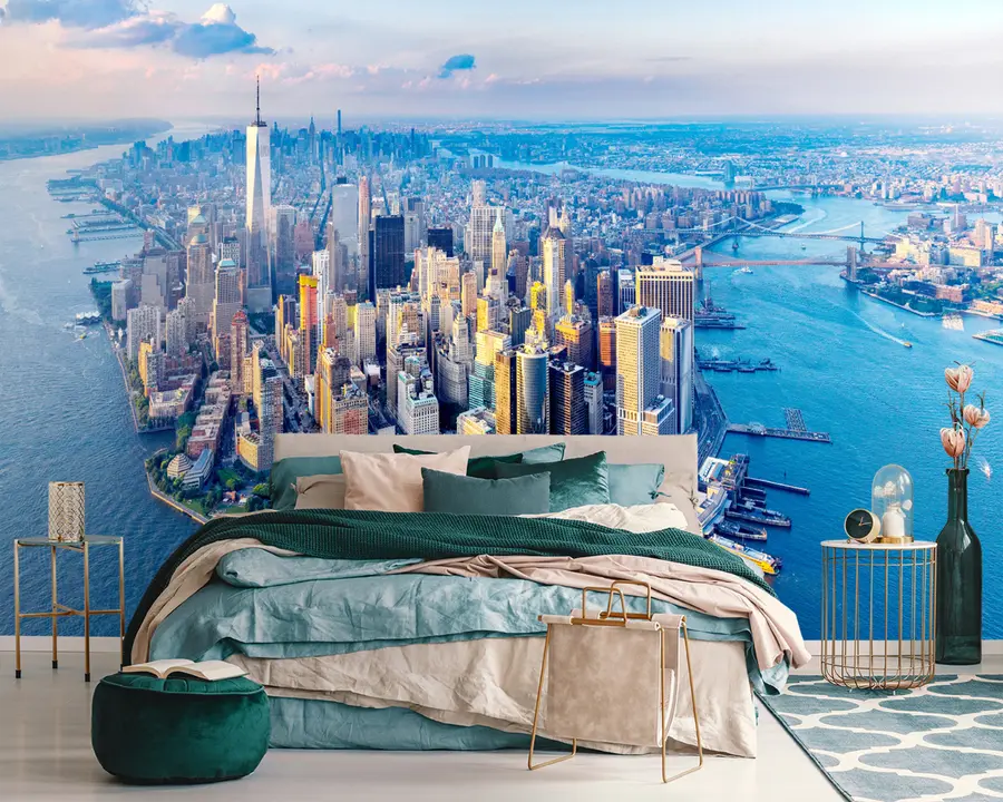 Valokuvatapetti New Yorkin Manhattanin näkymä lintuperspektiivistä, Yhdysvallat u98643