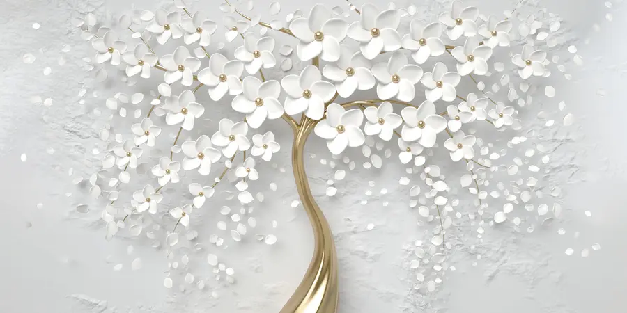 Valokuvatapetti Puu, jossa on pieniä kukkia u37065d3