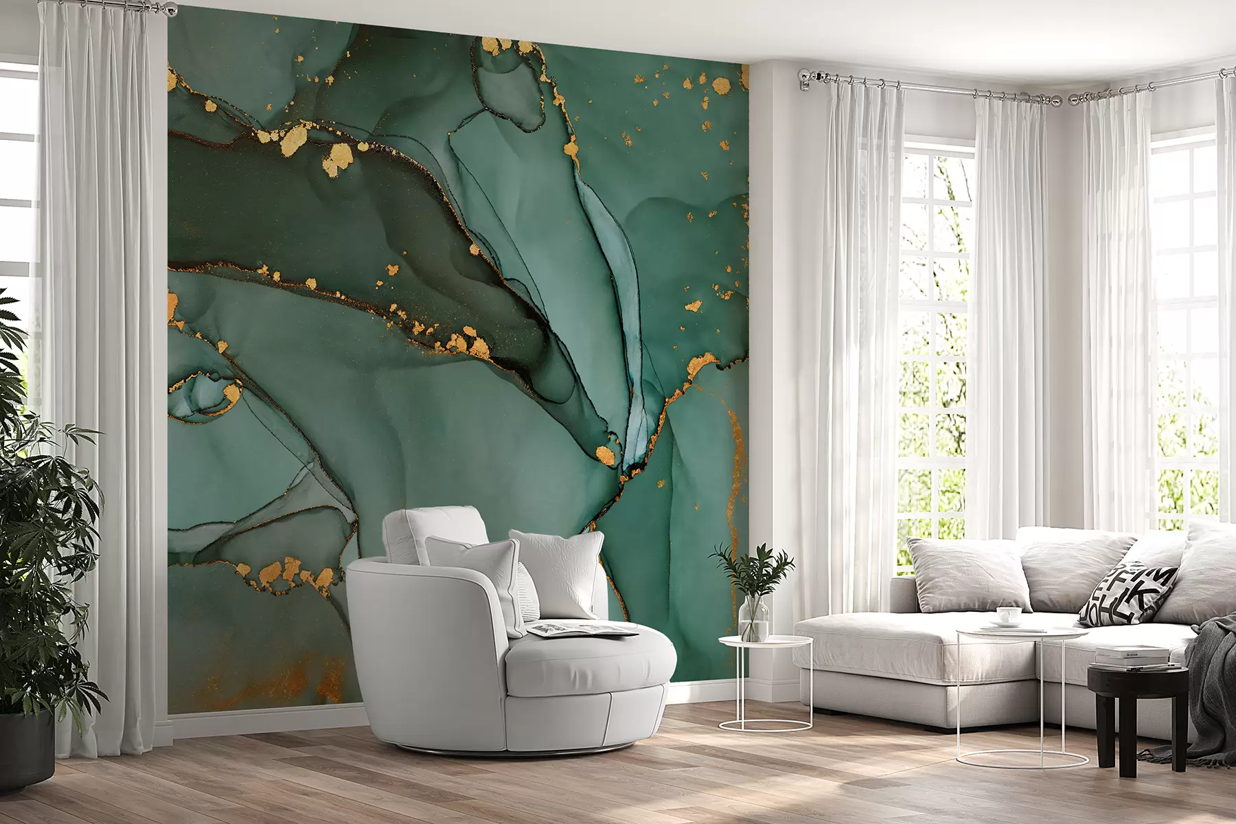 Valokuvatapetti Ylellinen Onyx-marmori, jossa on metallisia halkeamia u50235d1