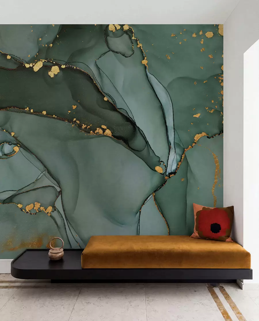 Valokuvatapetti Ylellinen Onyx-marmori, jossa on metallisia halkeamia u50235d1
