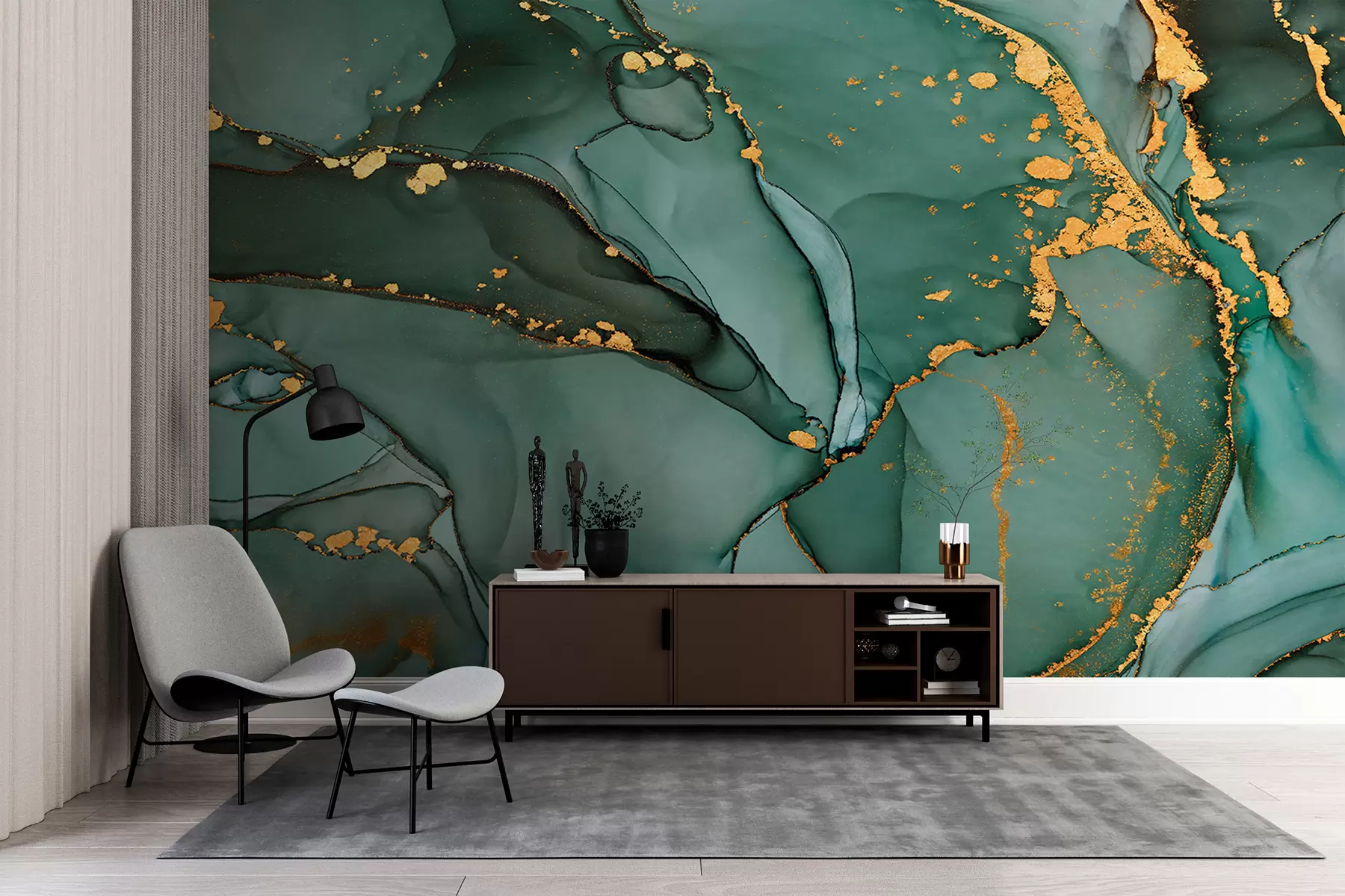 Valokuvatapetti Ylellinen Onyx-marmori, jossa on metallisia halkeamia u50235d2