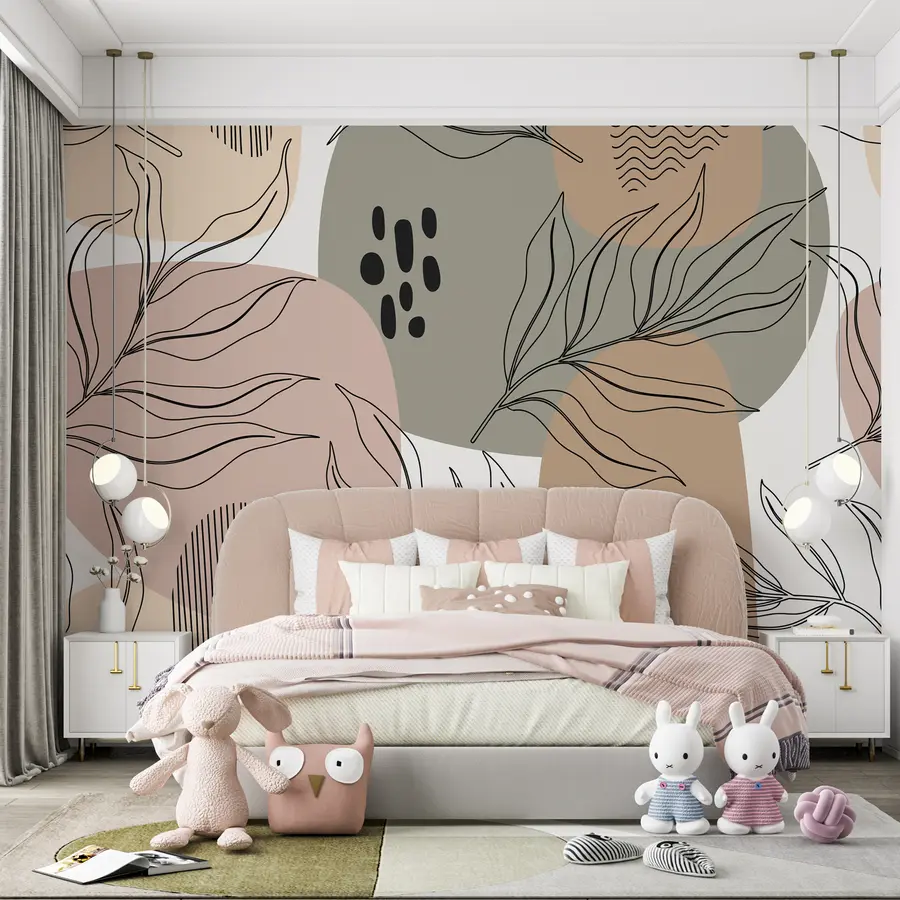 Valokuvatapetti Trooppiset lehdet on maalattu käsin saumattomaksi kuvioksi. u99422